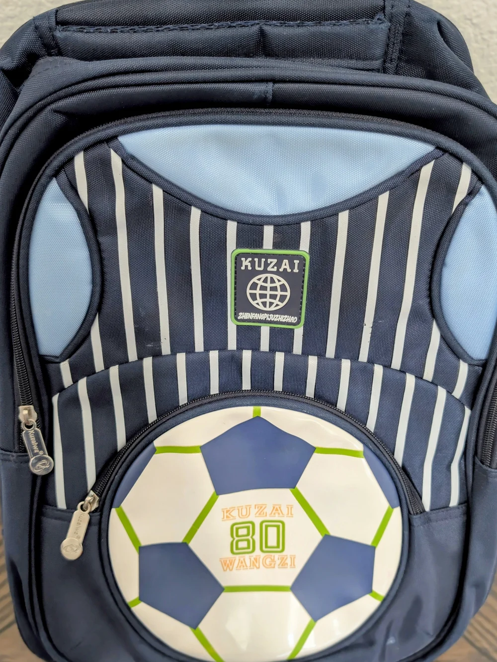 Kids Navy Blue Soccer Backpack with Light Blue Accents